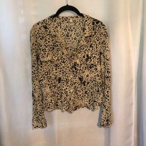 Cheetah print button down blouse